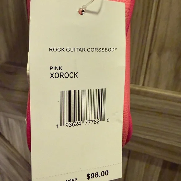 Betsey Johnson Pink Guitar Bag with Checkered Strap - Picture 5 of 5